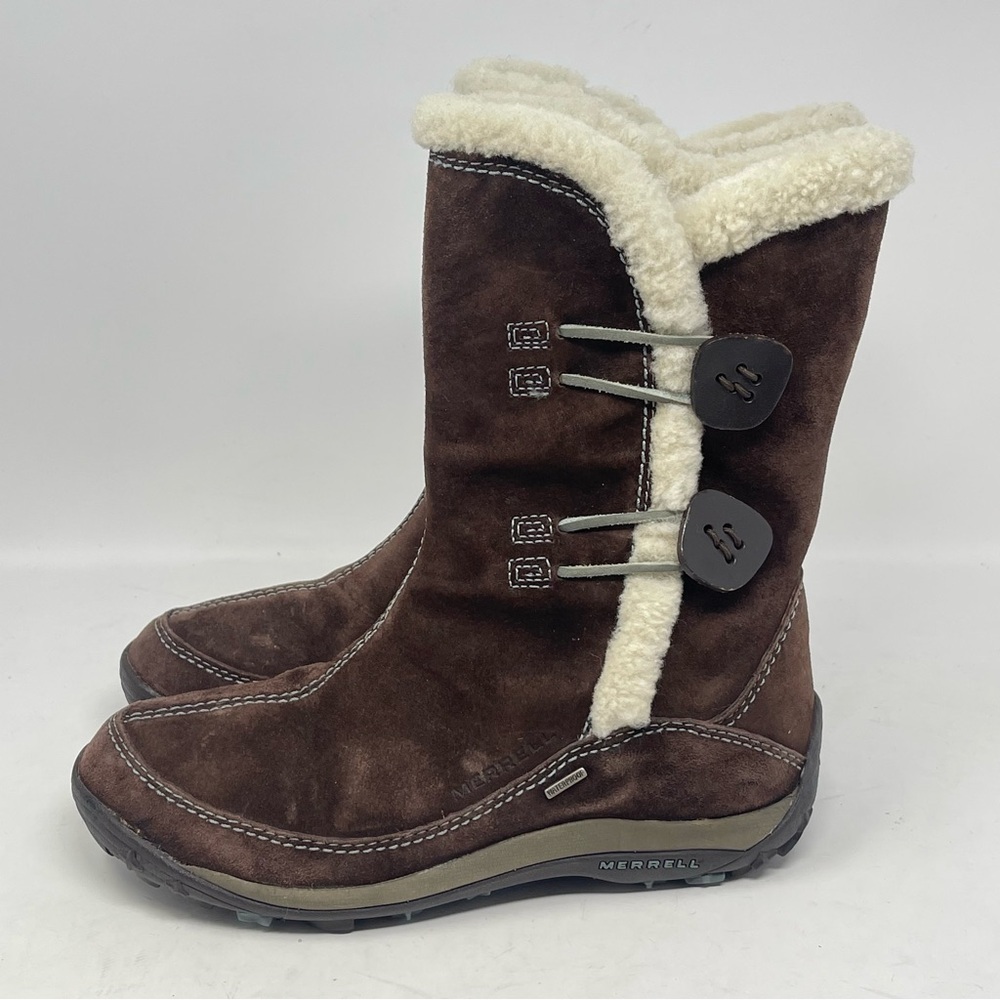 Merrell Yarra Winter Boots Womens 6 Brown Suede Waterproof Primaloft Insulated View 4
